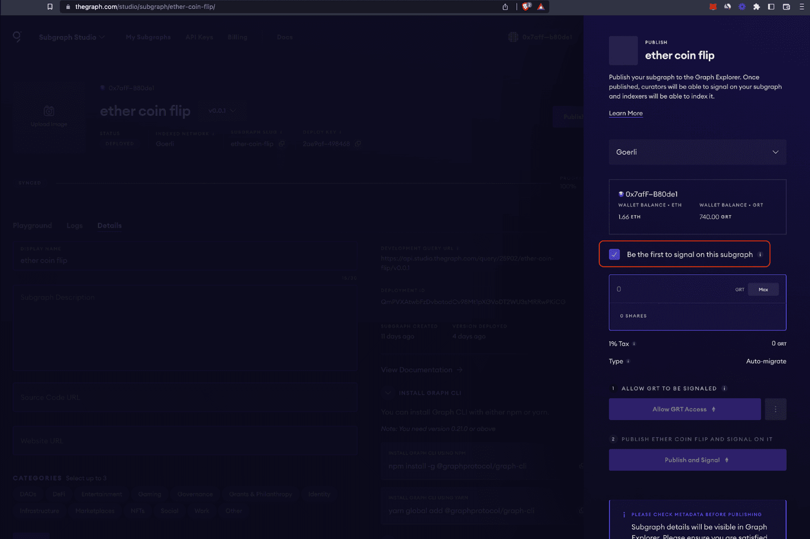 Publish screen